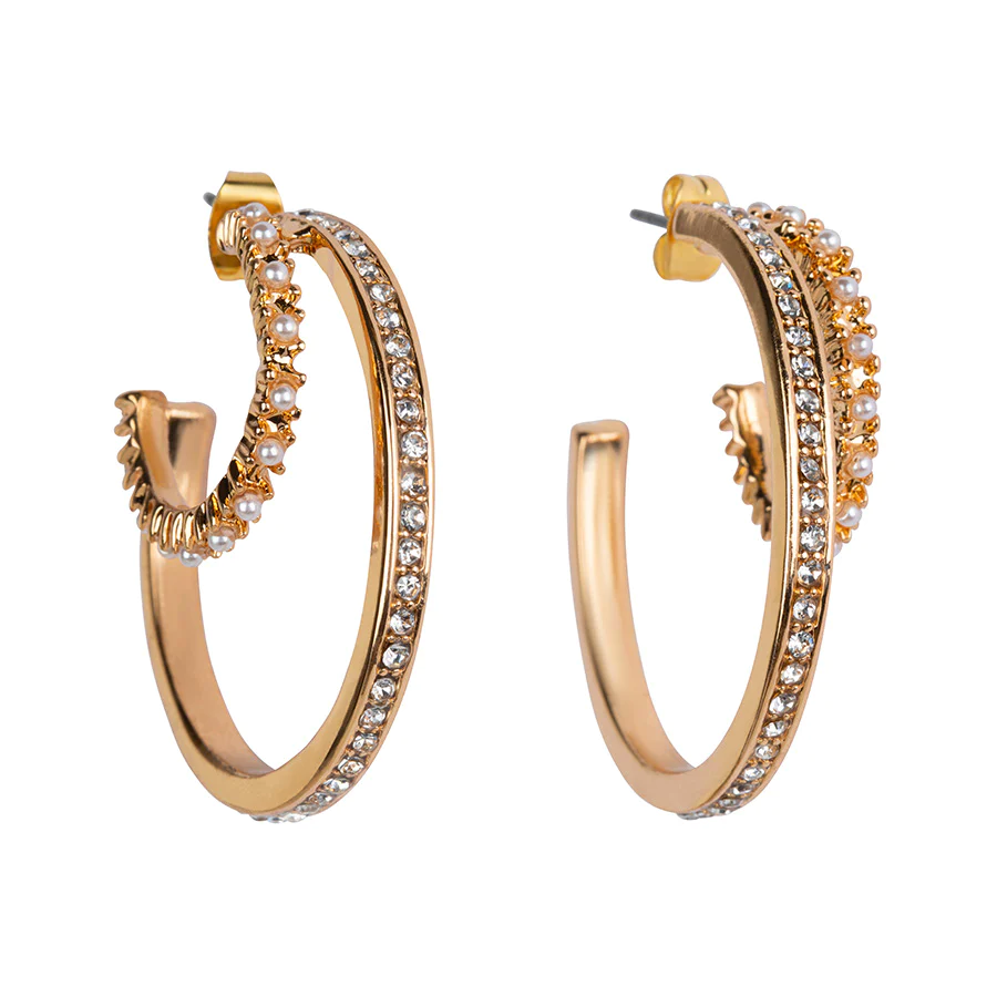Club Manhattan Oorbel - Double Diamant Hoops
