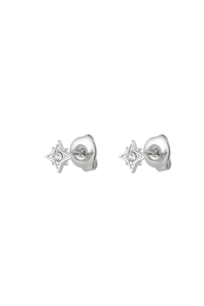 Oorbel Ster met Strass - Zilver