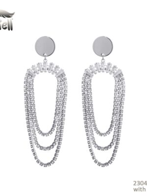 Oorbel Diamond Chain - Zilver
