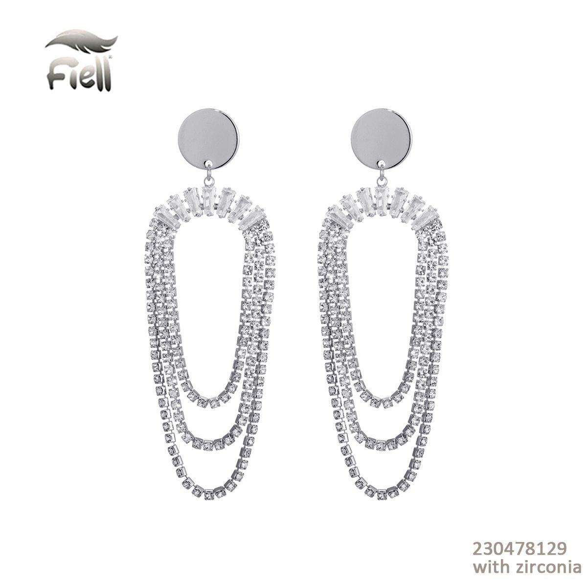 Oorbel Diamond Chain - Zilver