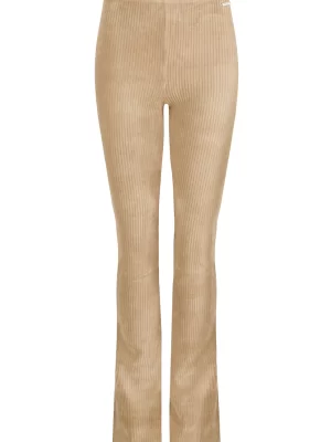 Ambika Lena Rib Flare Broek - Beige