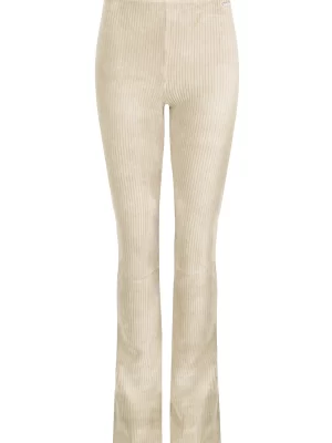 Ambika Lena Rib Flare Broek - Licht Beige