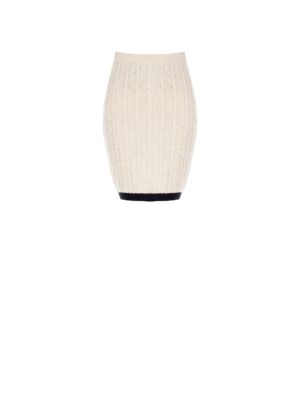 Rinascimento Cable-Knit Skirt- Offwhite