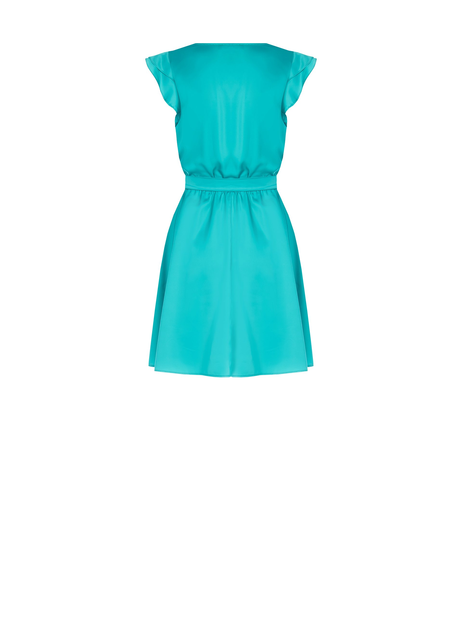 Rinascimento Satin dress with cap sleeves and belt - Petrol