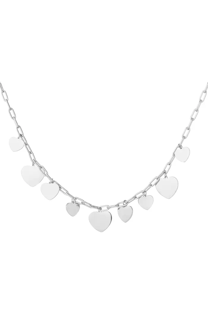 Ketting met hart bedels - Zilver