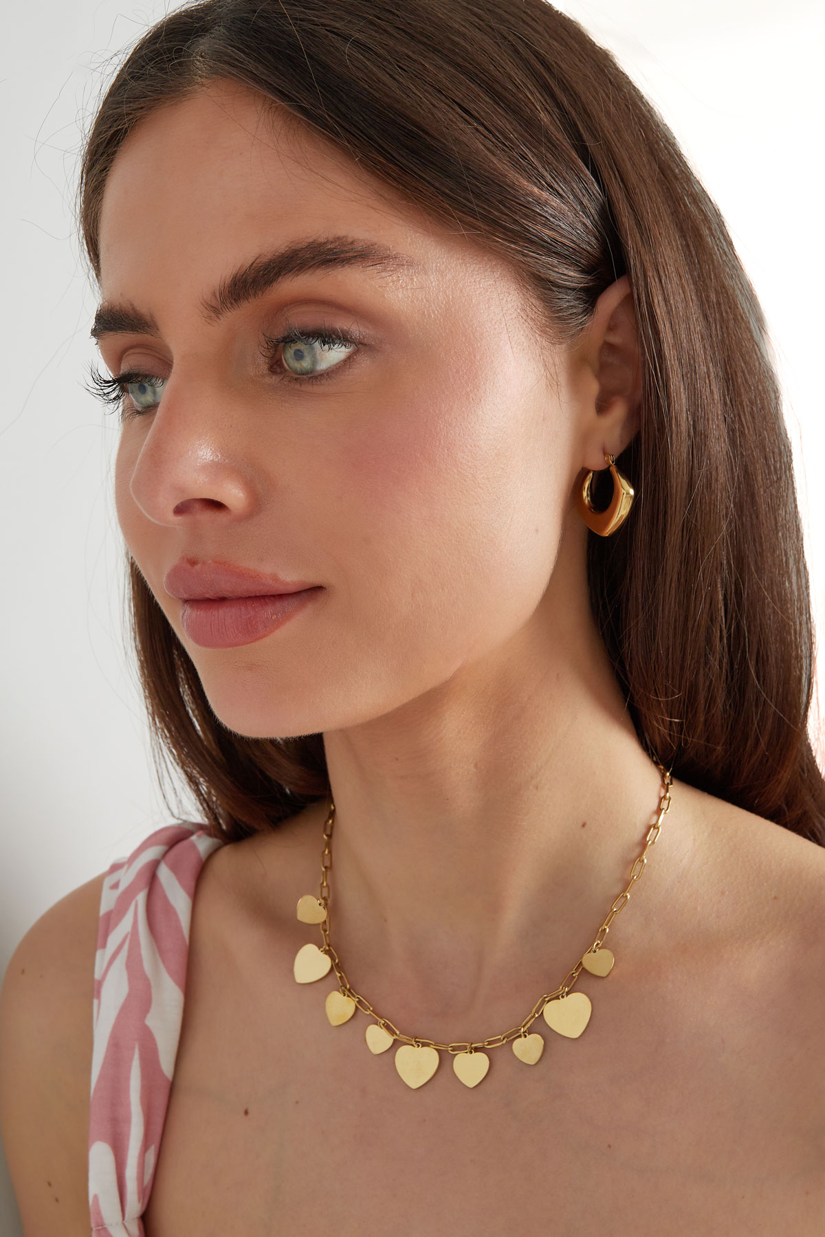 Ketting met hart bedels - Zilver - Afbeelding 2