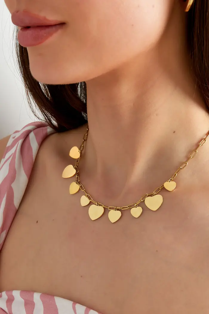 Ketting met hart bedels - Zilver - Afbeelding 3