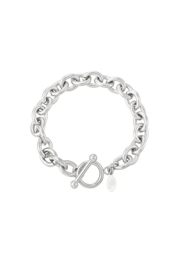 Schakelarmband ronde sluiting - Zilver