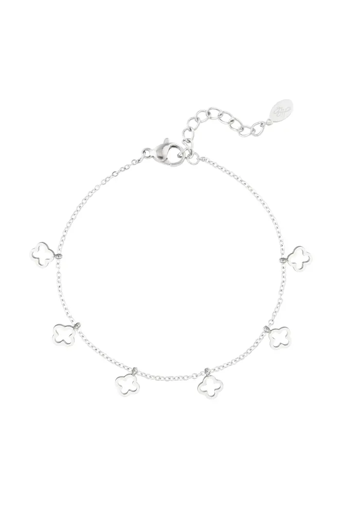 Armband zes klavers - Zilver