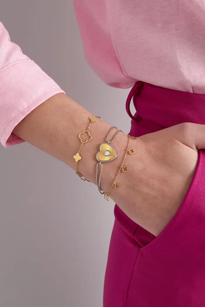 Armband zes klavers - Zilver - Afbeelding 2